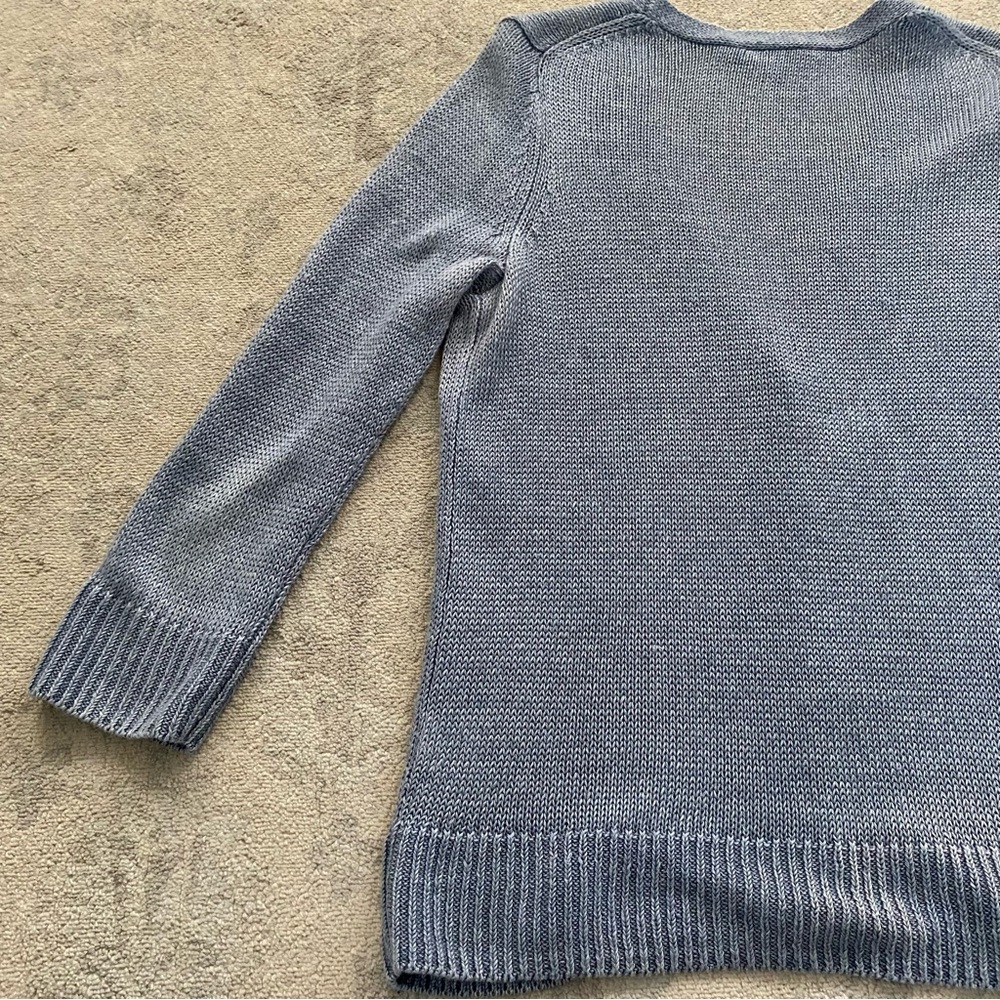 Talbots 100% Linen Cardigan Sweater Small Blue Three Quarter Sleeve Lightweight - Picture 6 of 11